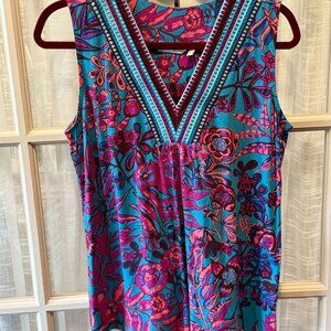 Soft Surroundings Patterned V Neck Sleeveless Tank